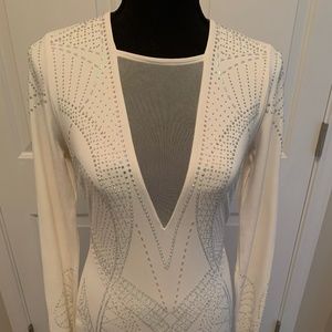 Bebe Long Sleeve White Dress